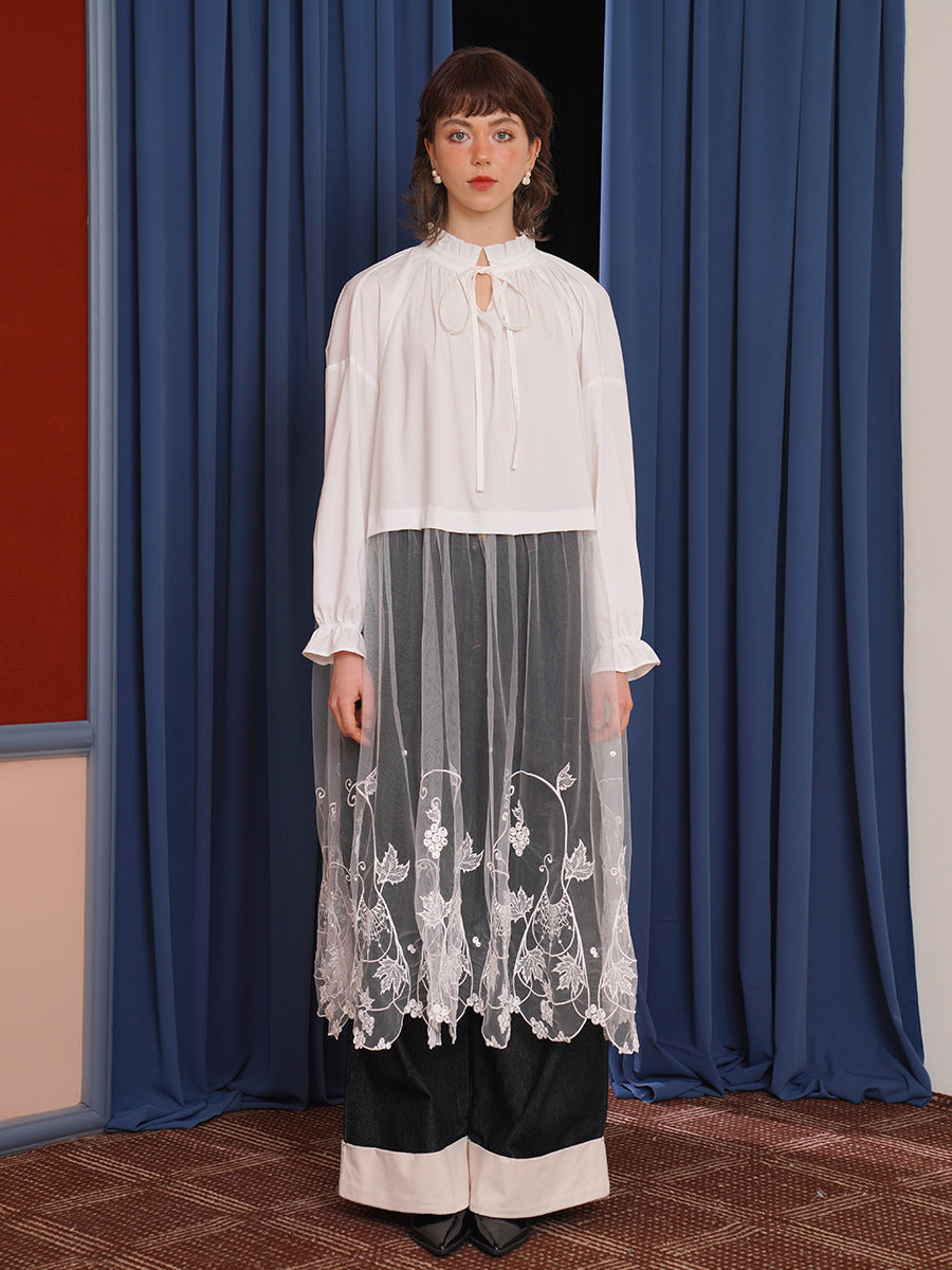 Original medieval style vine embroidery dress, retro lace patchwork yarn dress, design sense, women's clothing niche