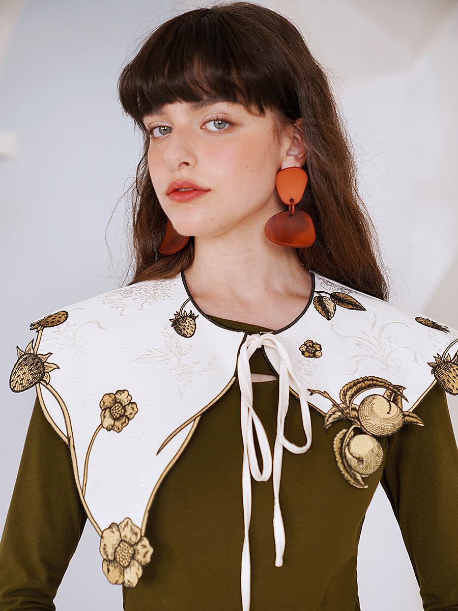 Original fake collar children's versatile plant embroidery fake collar new small shawl collar small decoration