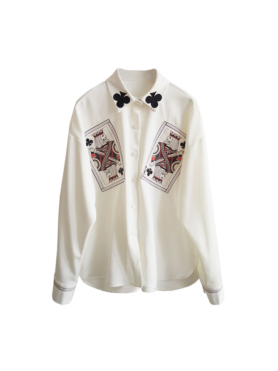 Original design, stylish and versatile, slimming boyfriend style cardigan, black plum blossom embroidery silhouette shirt
