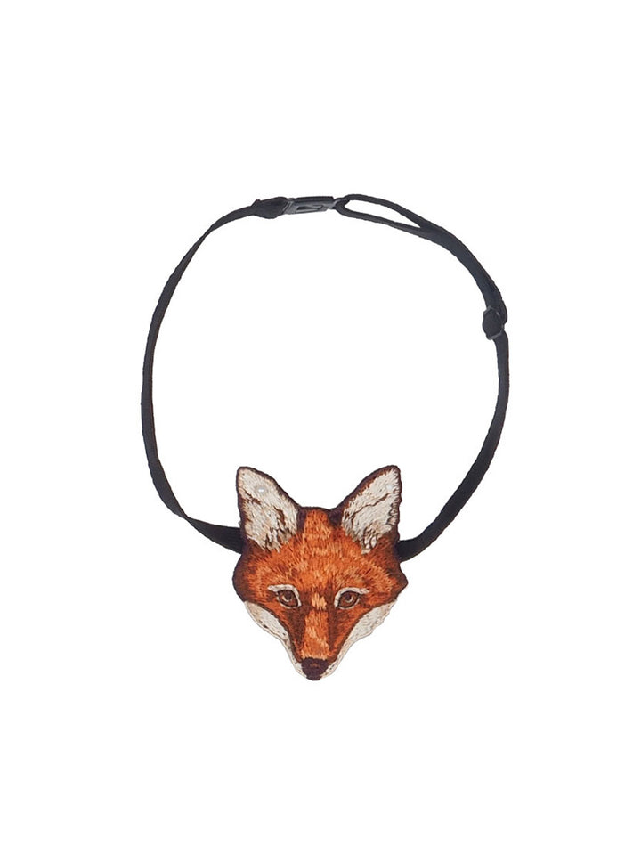 Original retro embroidered bow tie for women, delicate fox head shirt accessories, niche design, couple pairing