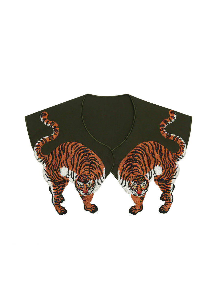 Original fake collar children's versatile tiger embroidery fake collar small shawl collar small decoration