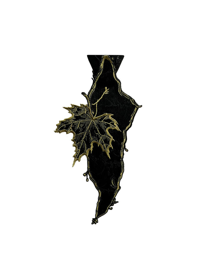 Original retro Chinese style embroidered shirt, tie, women's decoration, casual and super beautiful autumn maple leaves, niche