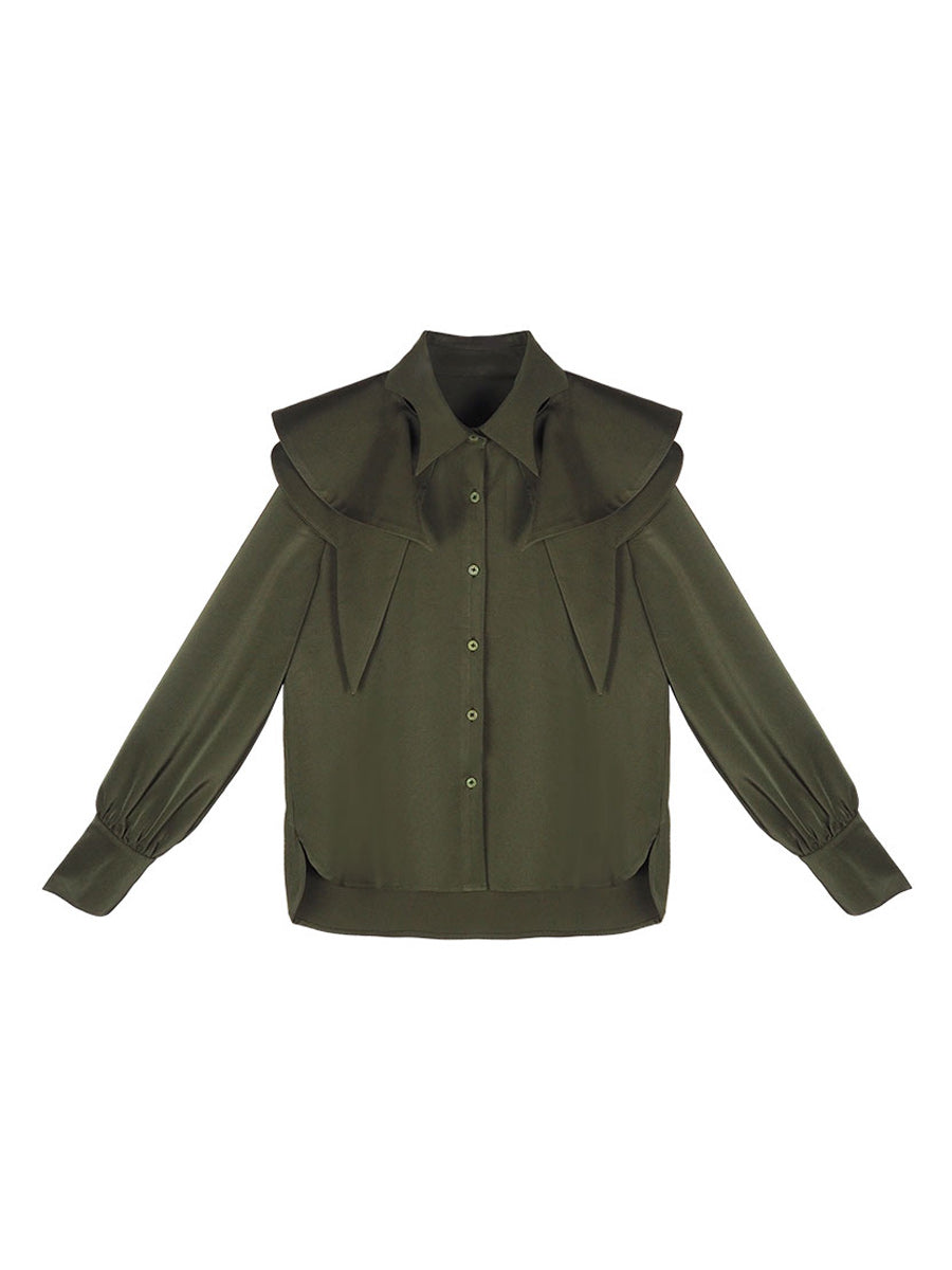 Original high-end French retro shirt for women in autumn, new detachable cape, niche design top