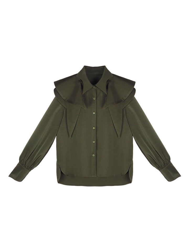 Original high-end French retro shirt for women in autumn, new detachable cape, niche design top