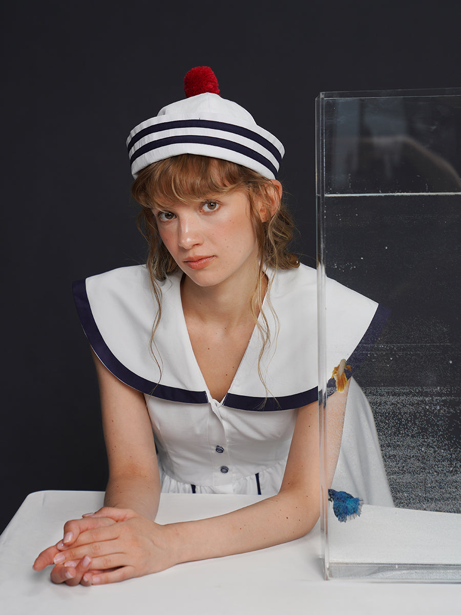 Original Haide Academy niche summer age reducing shirt navy style dress French slimming long skirt for women