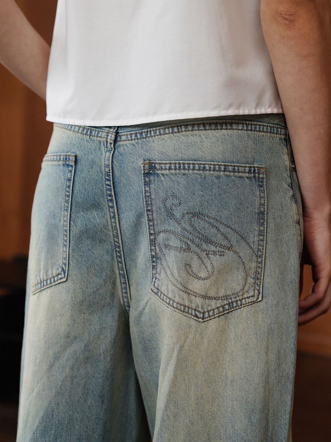 26 vintage American-style washed denim jeans for women, straight-cut wide-leg slim-fitting long pants, summer casual pants