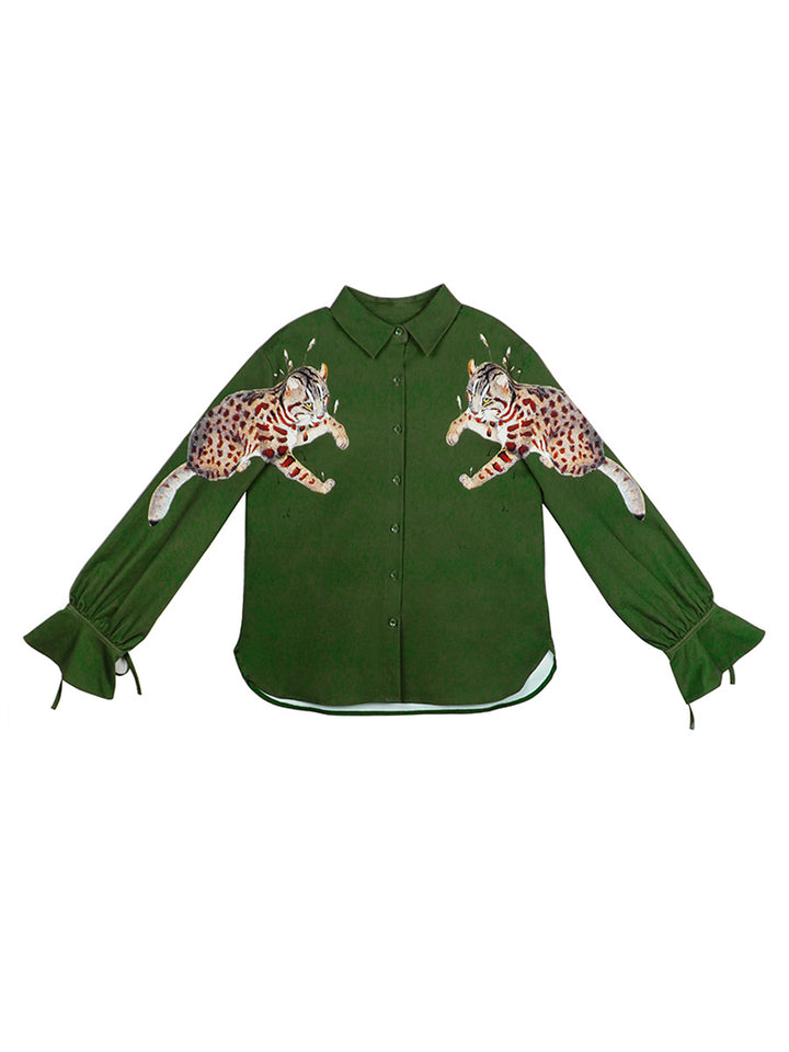 "Mirror Leopard Cat" Shirt - Original Retro Symmetrical Top