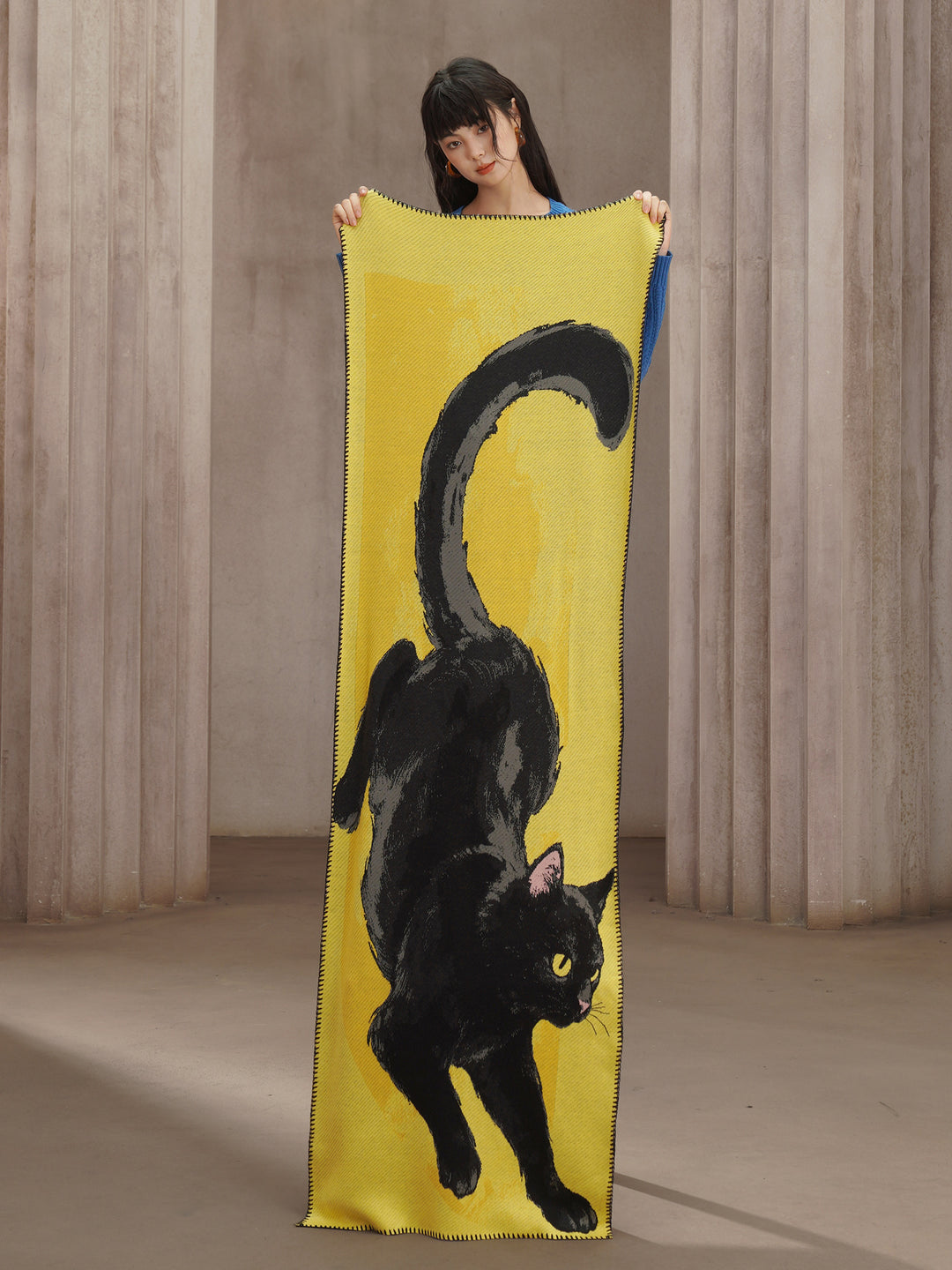 Camoooni Original autumn and winter soft black cat shawl knitted animal scarf gift thickened wool blend skin friendly