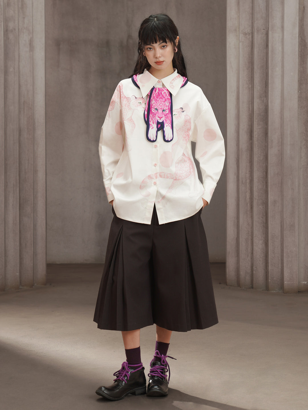 Original Pink Panther Printed Silk Scarf Slippery Accessories Scarf Personalized Neck Protection Pink Scarf Gift Gift