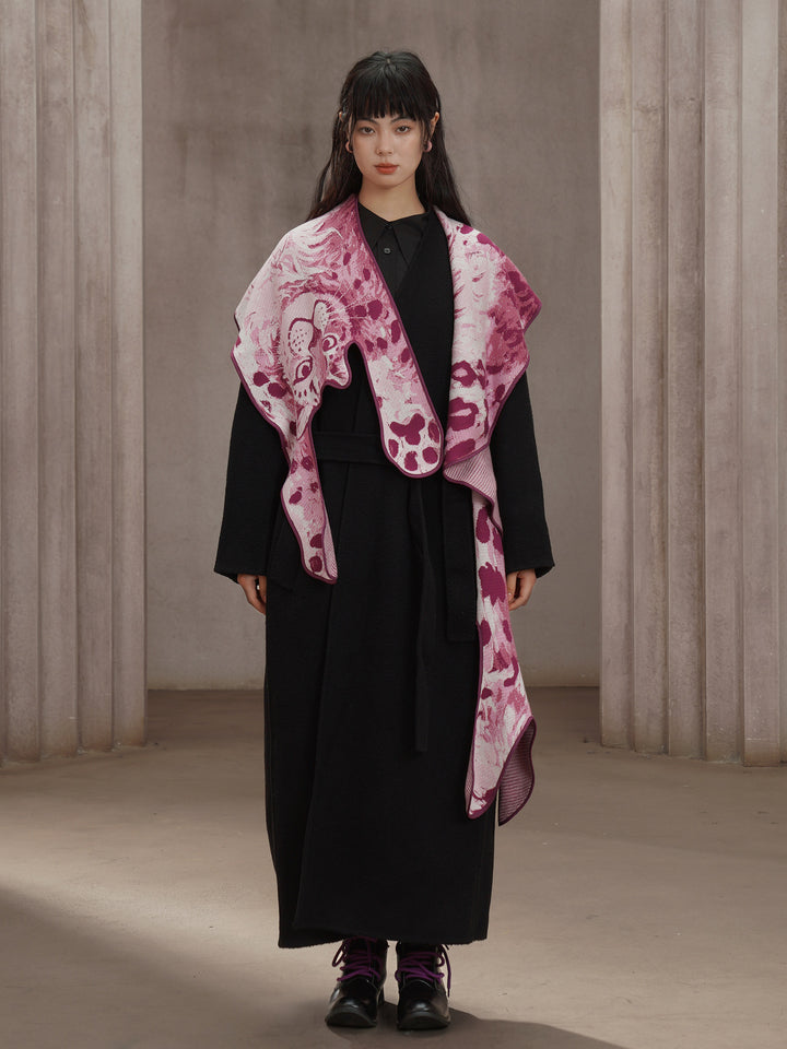 Original Pink Panther Big Shawl Blended Wool Skin friendly Knitted Animal Scarf Fashionable Cape