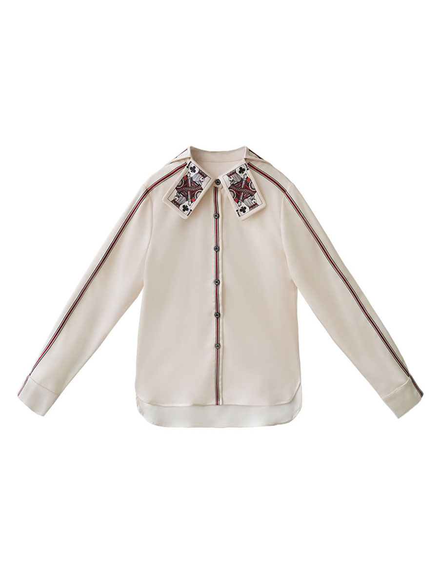 Original design 2025 fun poker card women's shirt design sense niche retro Hong Kong style top women's autumn