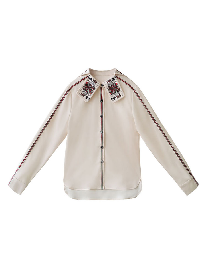 Original design 2025 fun poker card women's shirt design sense niche retro Hong Kong style top women's autumn