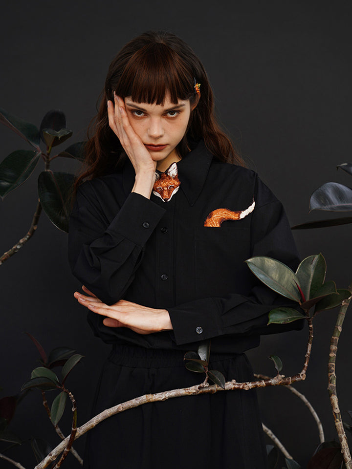 Unisex "Artisanal Fun" Embroidered Shirt - Retro Cotton Couple's Blouse