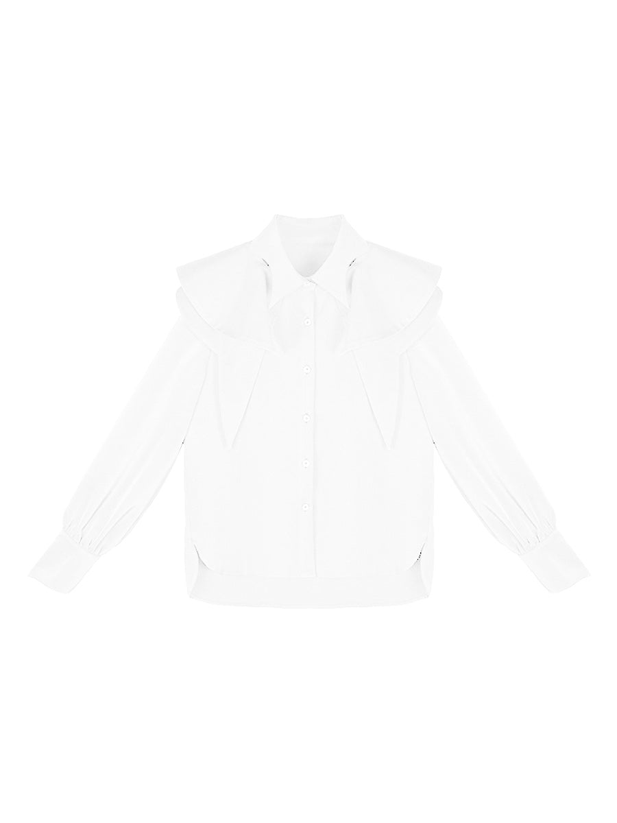 Original high-end French retro shirt for women in autumn, new detachable cape, niche design top