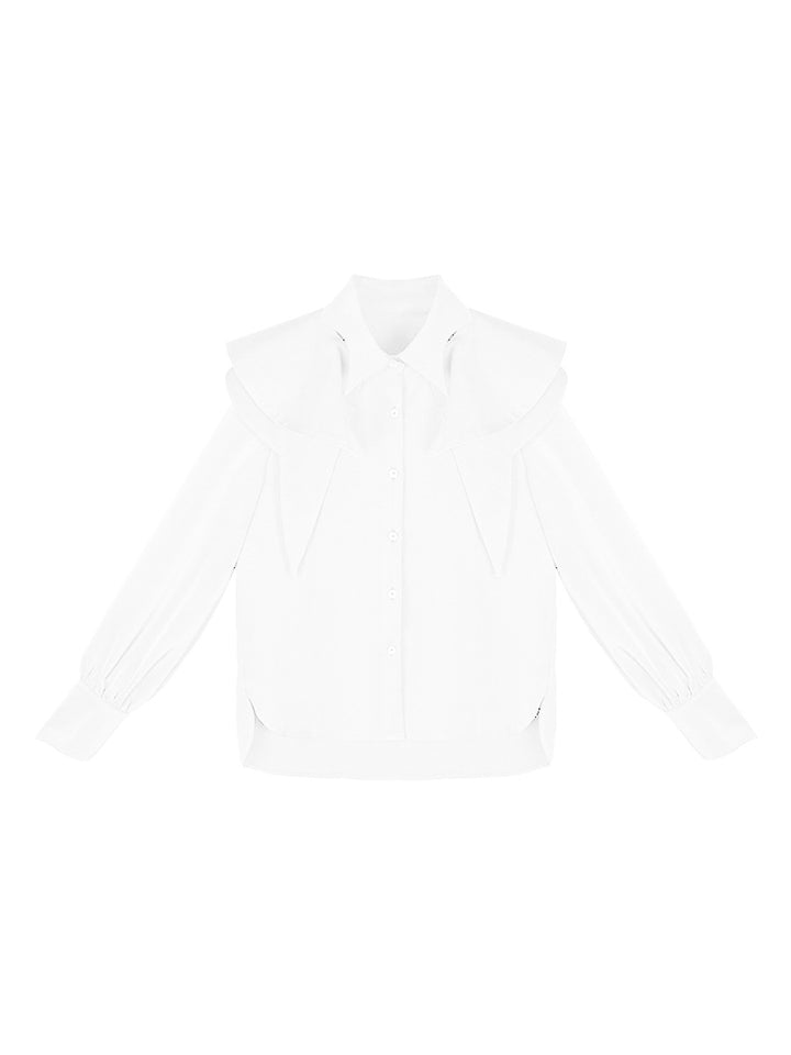 Original high-end French retro shirt for women in autumn, new detachable cape, niche design top