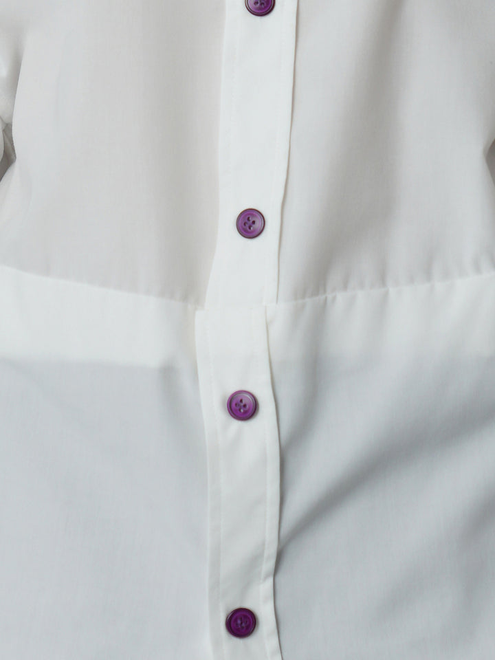 Vintage Grape Purple Embroidered Shirt | Contrast White Lapel Blouse