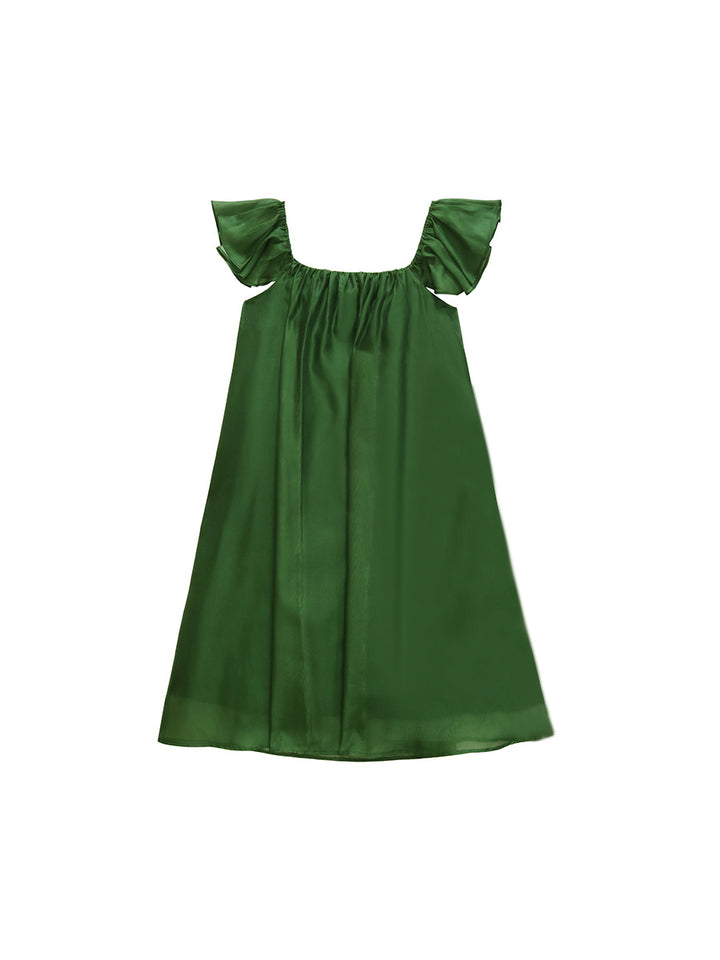 Original French retro printed rabbit pattern flying sleeve dress for women, short sleeved romantic and super fairy slimming dress