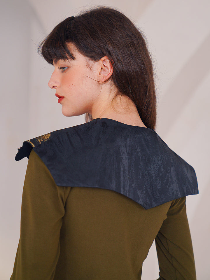 Little Botanical Detachable Collar - Versatile Plant Embroidered Mini Shawl