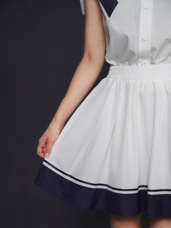 Sailor Chic Naval Style Sleeveless Set - Retro Niche Design Summer Top & Vest