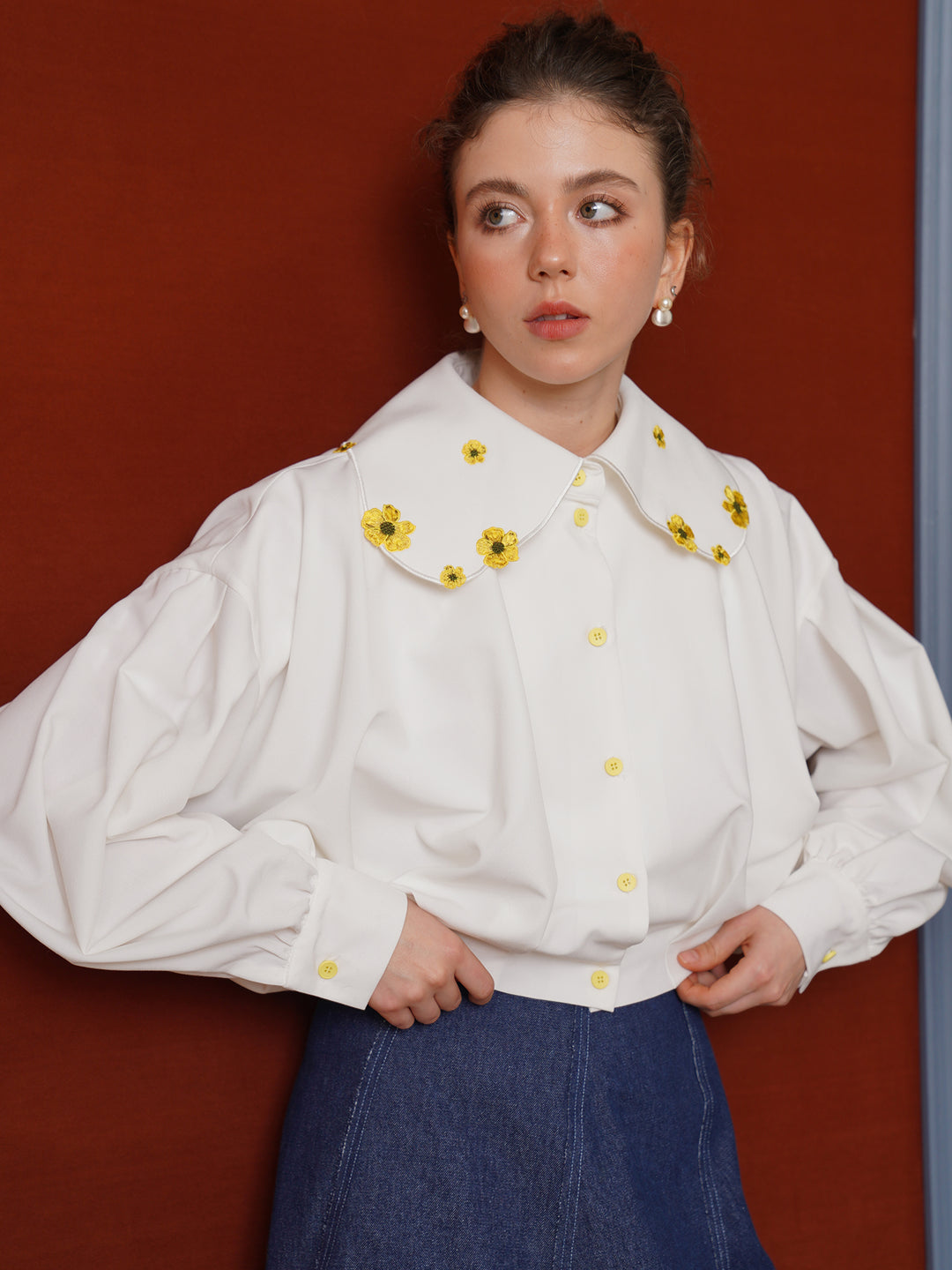 Forest Whisper Embroidered Jacket - Retro Squirrel & Flower Off-Shoulder Niche Top