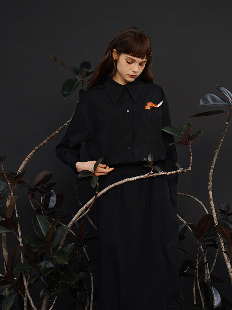 Unisex "Artisanal Fun" Embroidered Shirt - Retro Cotton Couple's Blouse