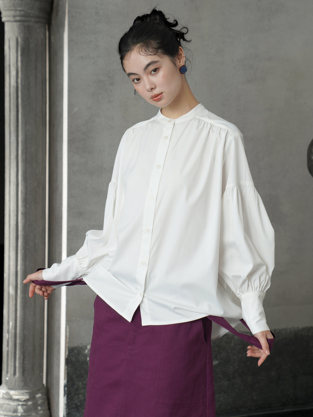 Vintage White Embroidered Princess Sleeve Shirt | French Chic Detachable Collar Top
