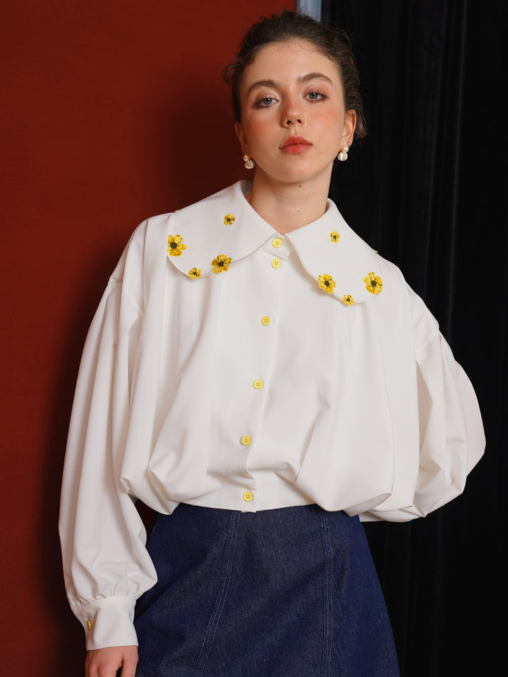 Forest Whisper Embroidered Jacket - Retro Squirrel & Flower Off-Shoulder Niche Top