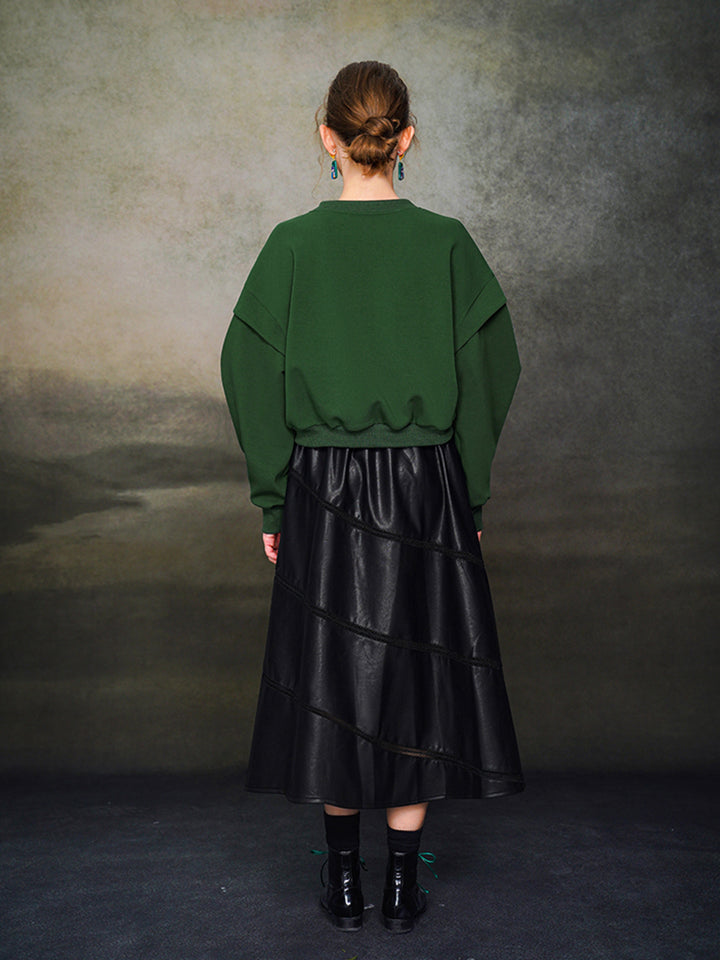 Nutcracker Embroidered Wide V-neck Hoodie with Spliced Sleeves