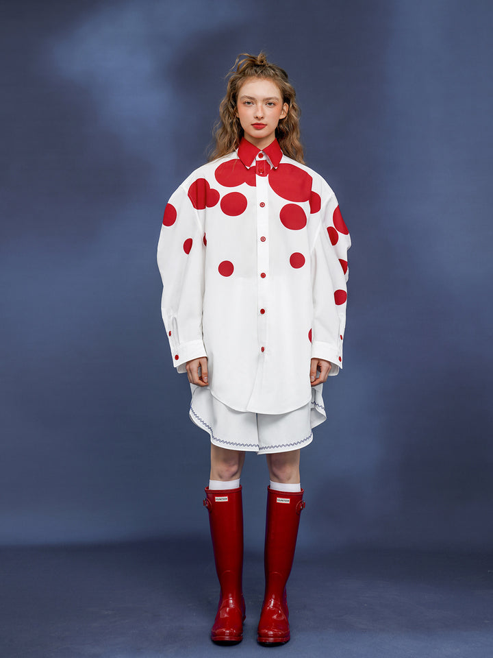 Modern Dot Art Shirt - Original Retro Silhouette Commuting Blouse