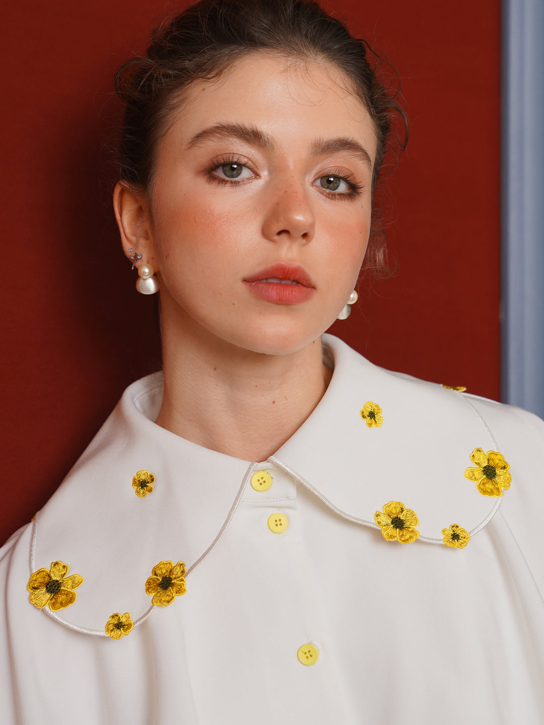 Forest Whisper Embroidered Jacket - Retro Squirrel & Flower Off-Shoulder Niche Top