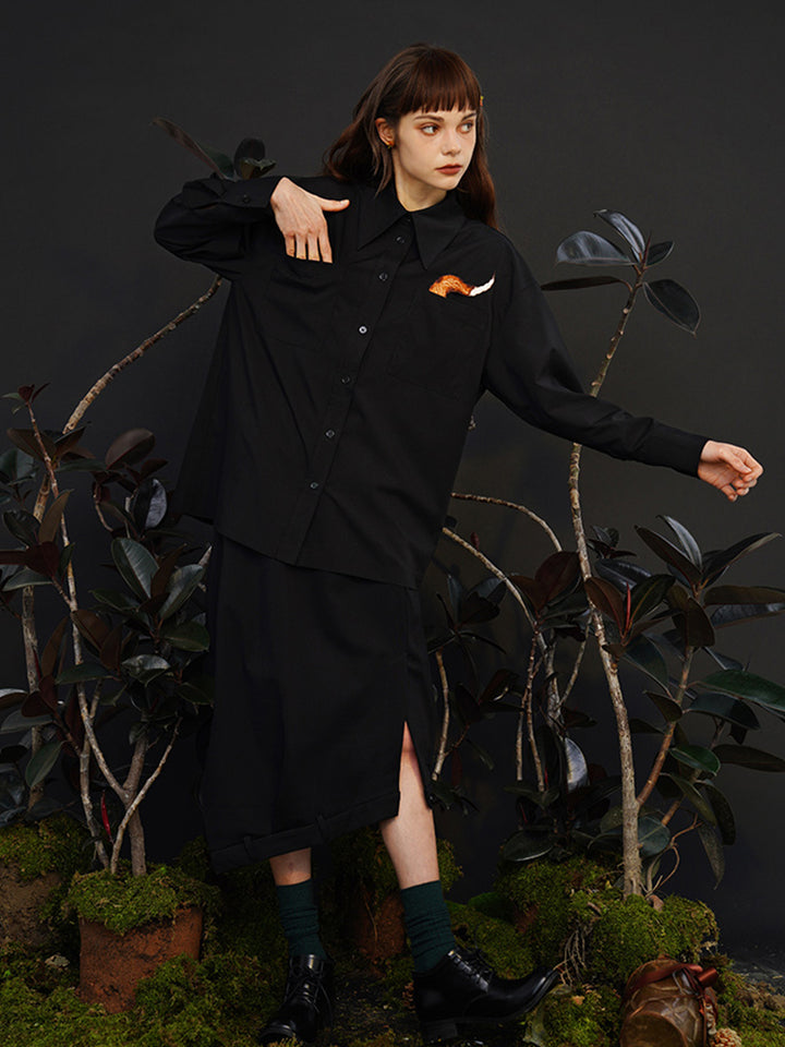 Unisex "Artisanal Fun" Embroidered Shirt - Retro Cotton Couple's Blouse