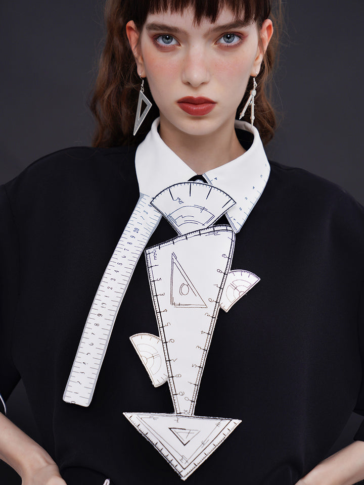 Original niche design tie, Science Student Series, classic black and white no-knot bow tie accessory