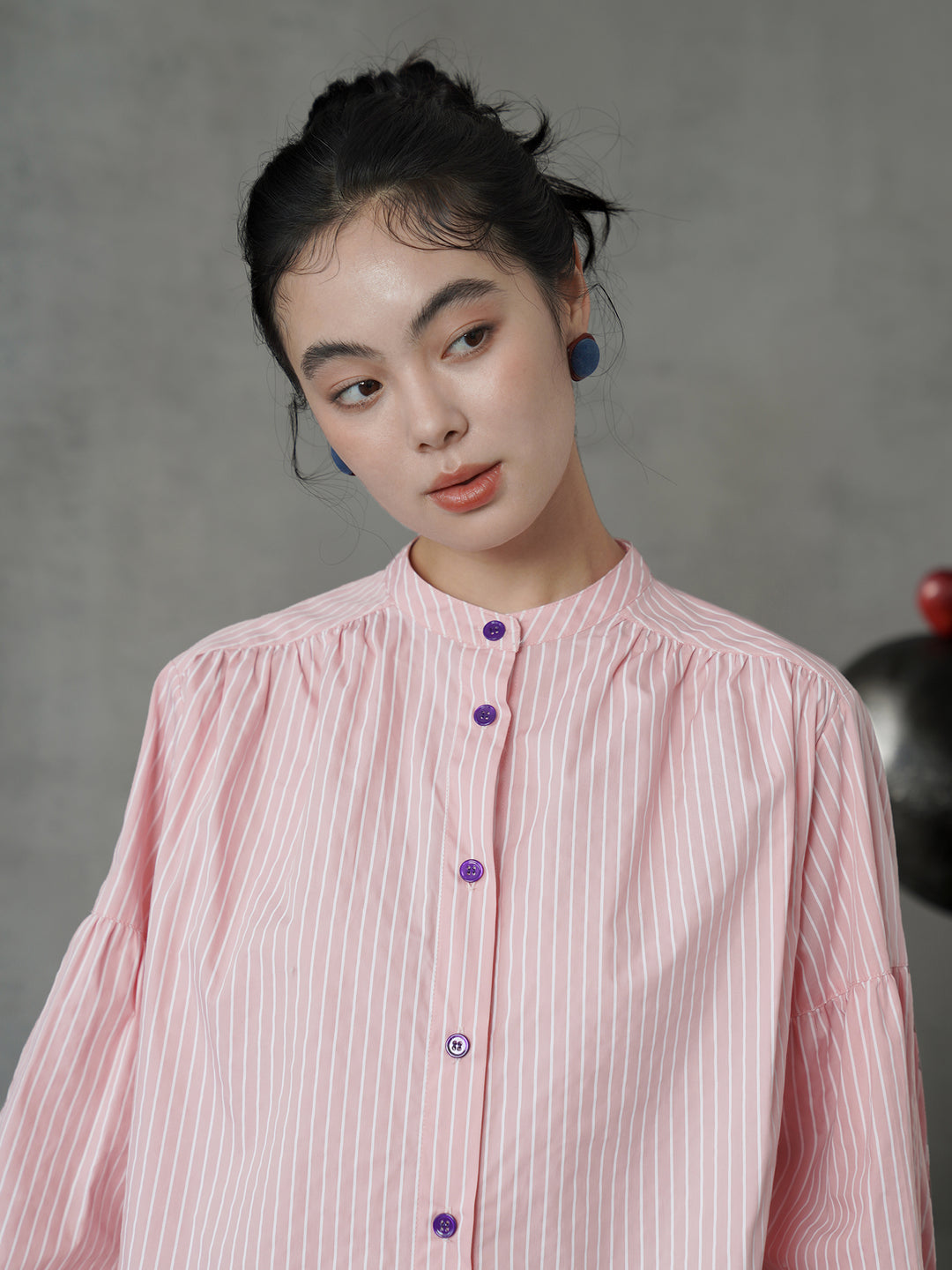 Rose Pink Vine Embroidered Shirt | French Vintage Layered Collar Top