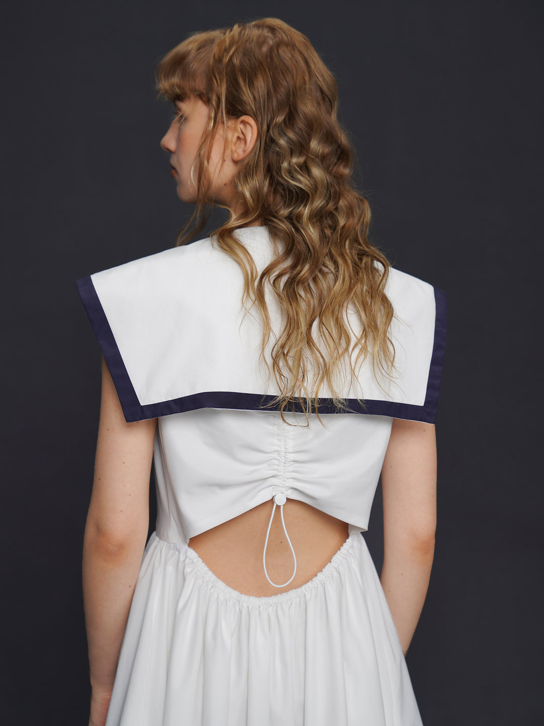 Academy Sailor French Midi Dress - Retro Navy Style Slimming Summer Shirt Dress