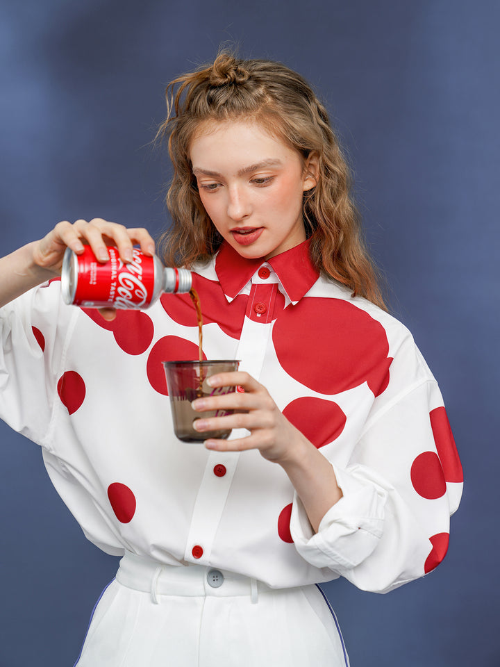 Modern Dot Art Shirt - Original Retro Silhouette Commuting Blouse