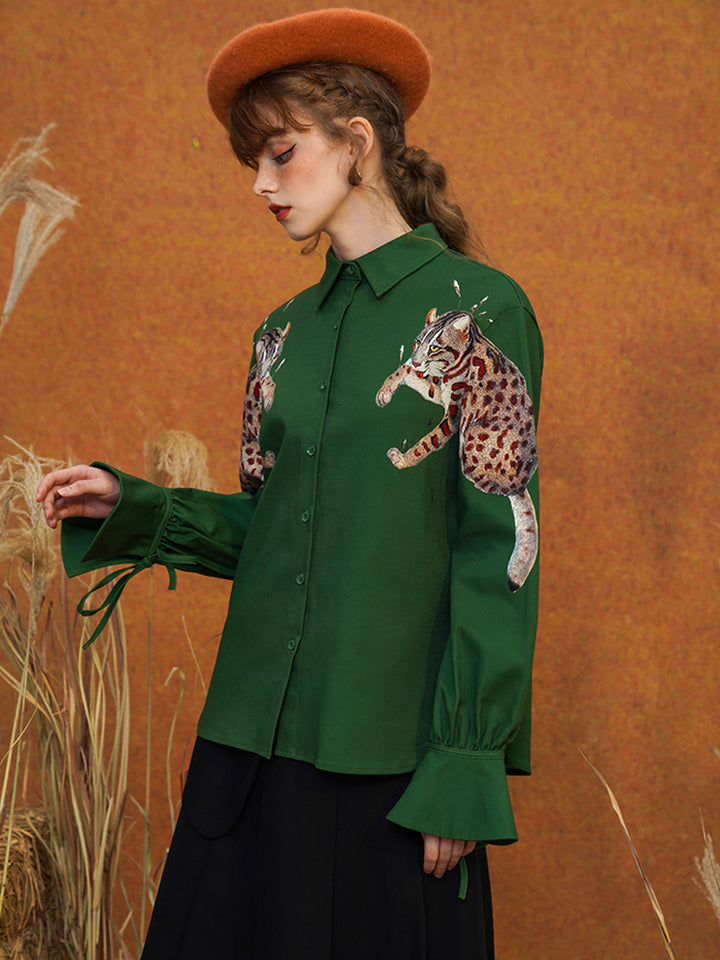 "Mirror Leopard Cat" Shirt - Original Retro Symmetrical Top