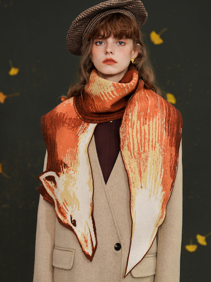 Original Scarf Women's Winter Red Shawl Retro Beautiful Scarf Knitted Warm Scarf Designer