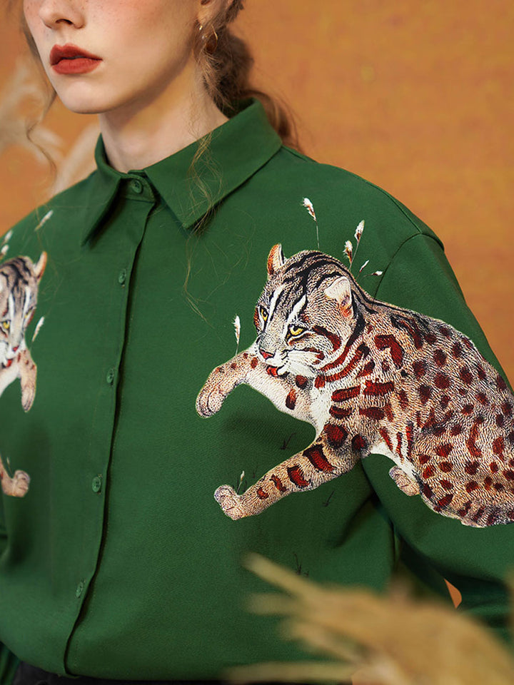 "Mirror Leopard Cat" Shirt - Original Retro Symmetrical Top