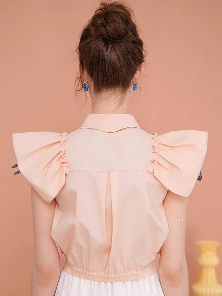 Whimsical Rabbit Embroidered Shirt - Retro Patchwork Niche Commuter Blouse