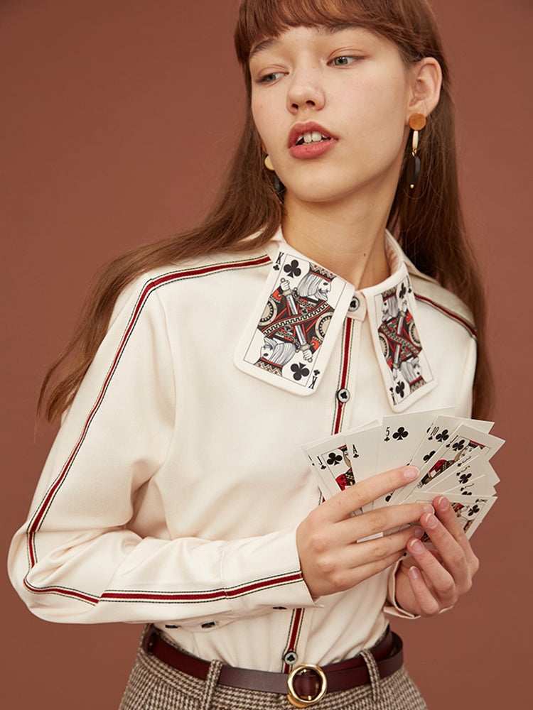 Poker Card Art Shirt - Original Retro Hong Kong Style Niche Design Top