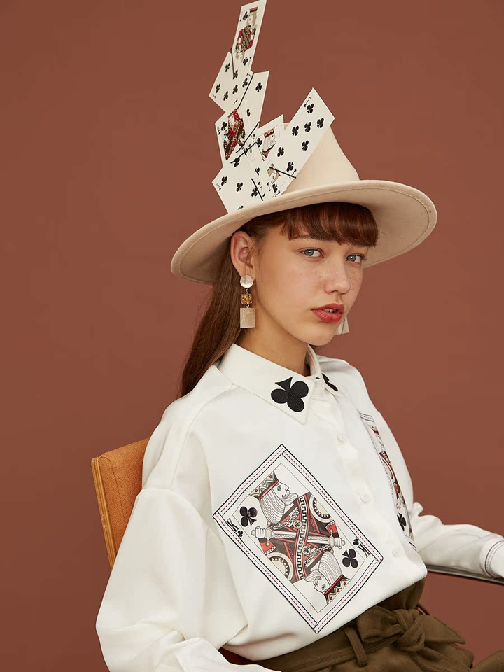 Original design, stylish and versatile, slimming boyfriend style cardigan, black plum blossom embroidery silhouette shirt