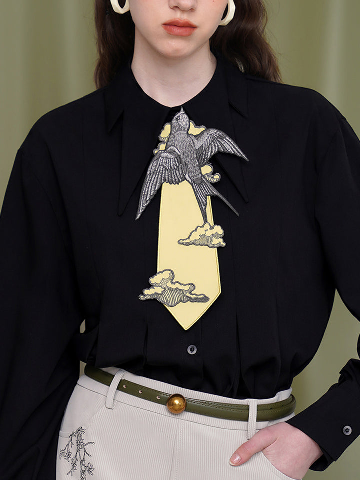 Original design tie swallow series French retro niche design sense Tie women have personality