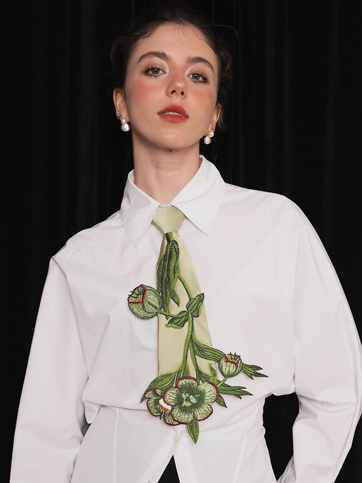 Original Heavy Industry Embroidered Plant Tie Non Knotting Shirt Accessories Designer's Niche Match