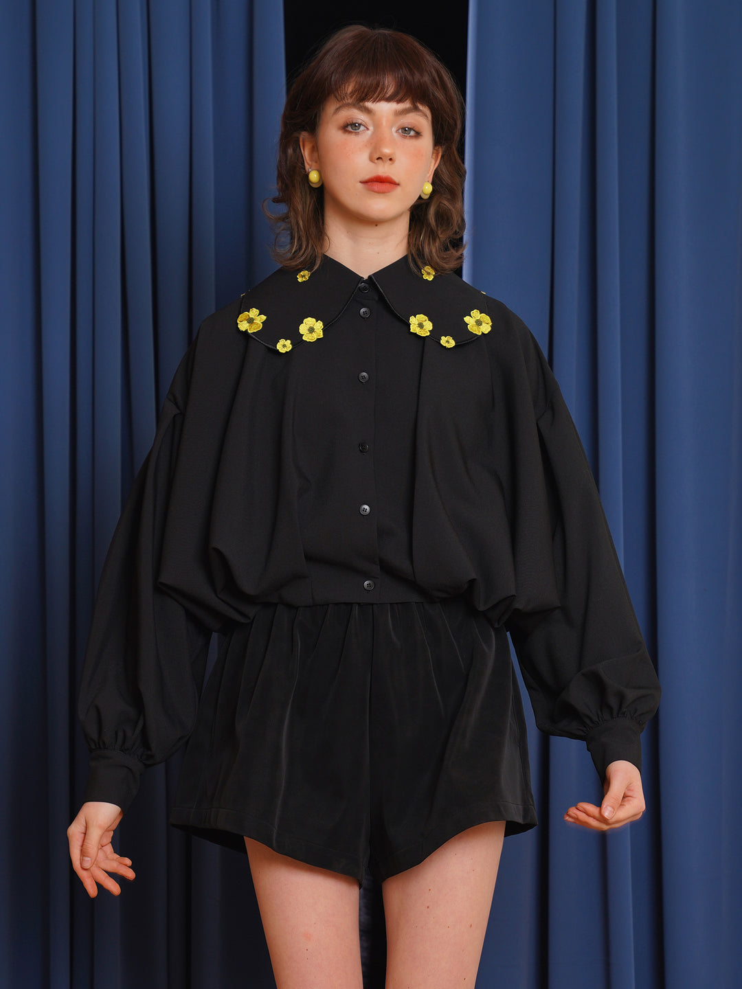 Forest Whisper Embroidered Jacket - Retro Squirrel & Flower Off-Shoulder Niche Top