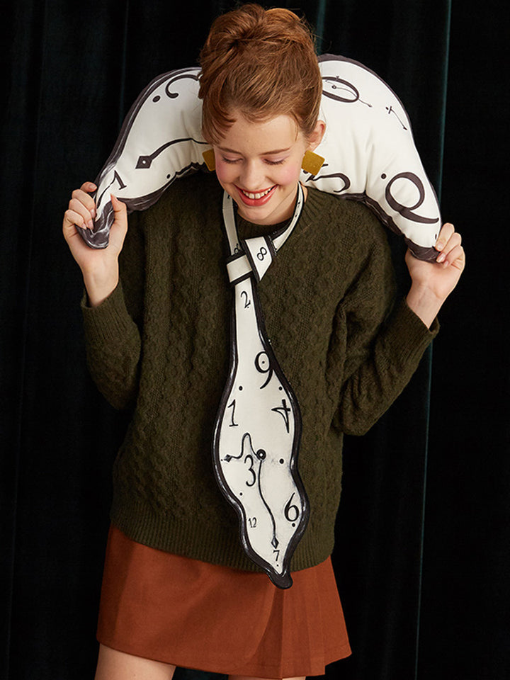 Original Design Time Passes Fun Design Sense Black and White Contrast Clock Tie Decoration