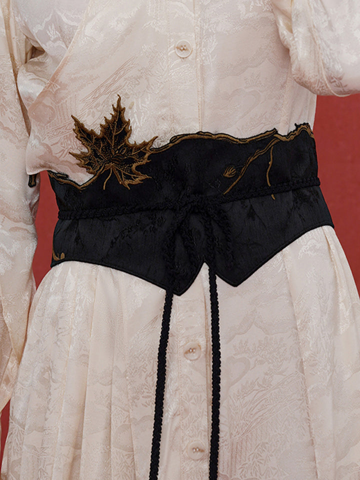 Original Chinese style retro style autumn maple leaf waist seal niche belt