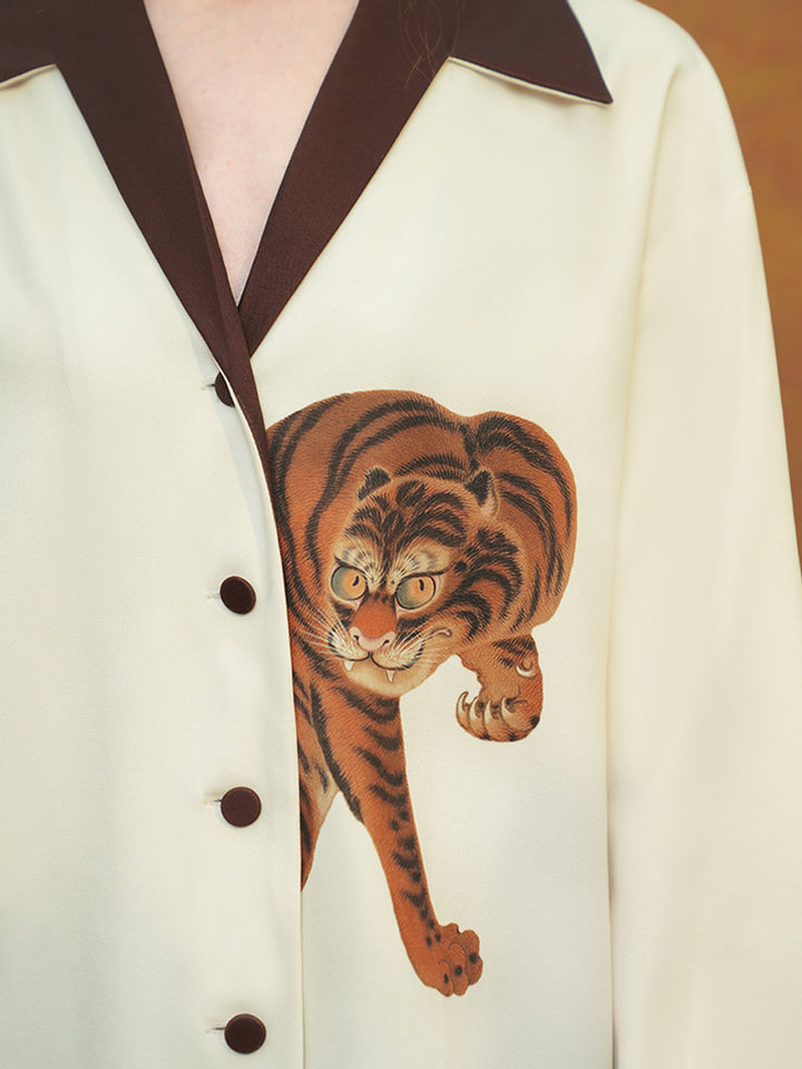 Original new design printed shirt niche casual long sleeved Japanese retro commuting shirt women's top