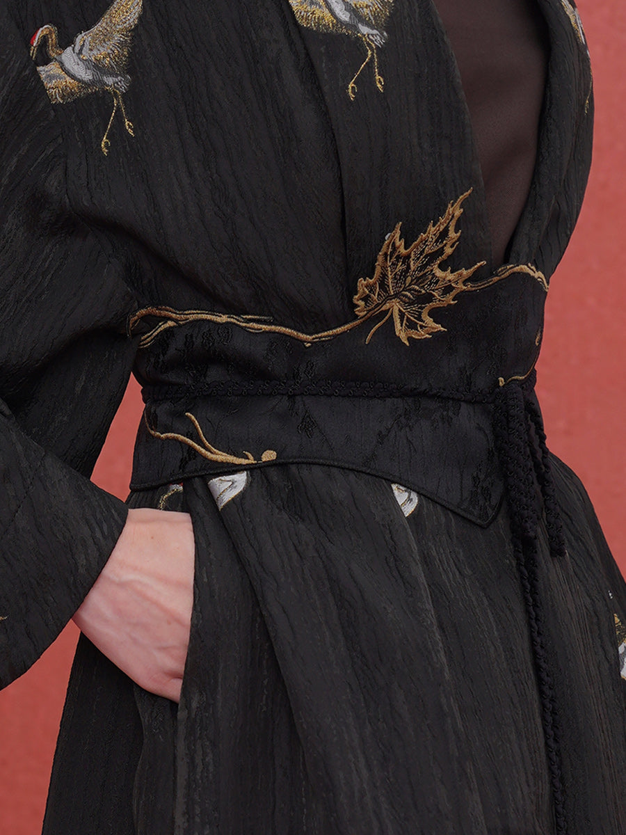 Original Chinese style retro style autumn maple leaf waist seal niche belt