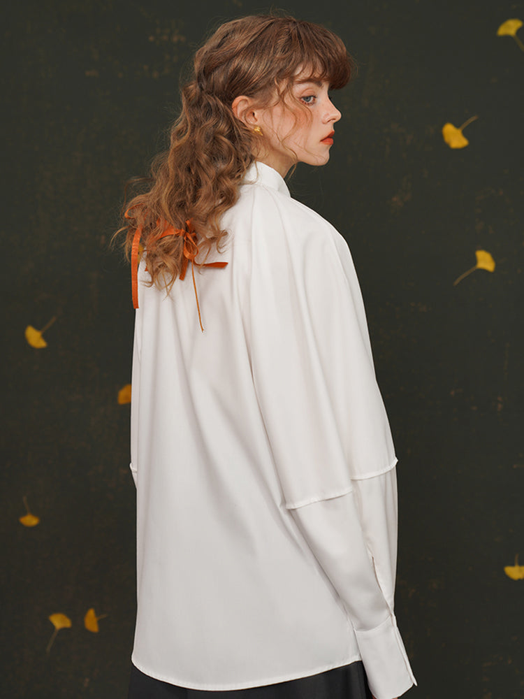 Fox Spirit  Lantern Sleeve Shirt - Heavy Embroidered Vintage White Blouse
