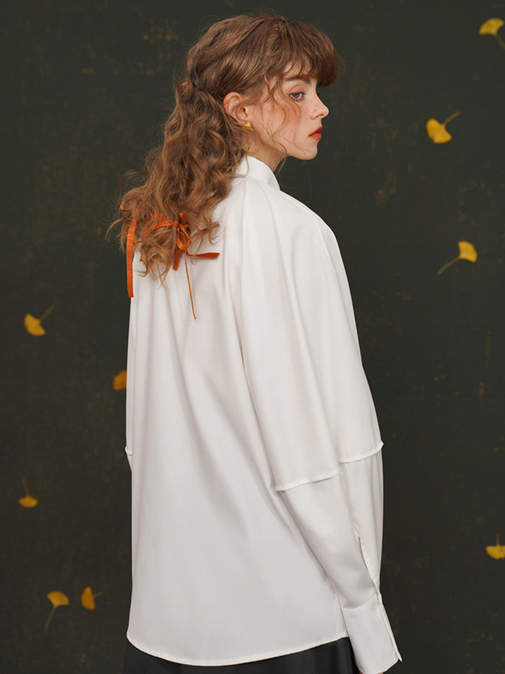 Fox Spirit  Lantern Sleeve Shirt - Heavy Embroidered Vintage White Blouse
